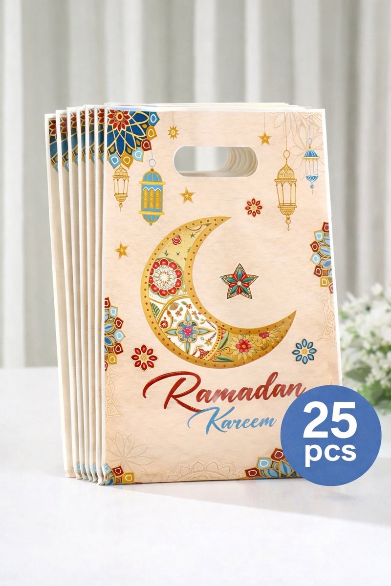 توزيعات رمضان أكياس هدايا مزخرفة 25 قطعة مقاس 25×16.5 سم – زينه رمضان للمنازل و الحفلات - Image 1